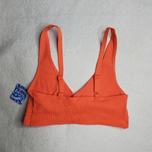 Free People Intimately Coral Orange Ribbed Twist Knot Front Tori Bralette - Picture 5 of 7